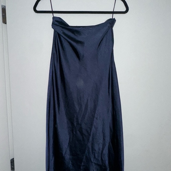 Monk & Lou Satin Midi Skirt | Navy - Picture 2 of 3